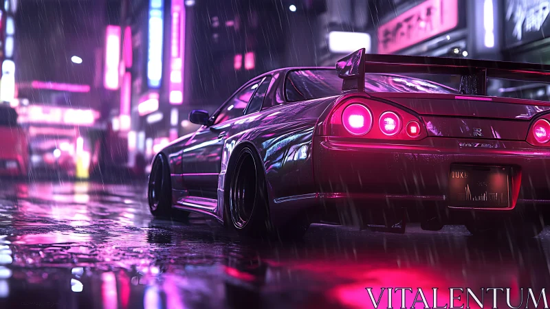 Neon rain tattoos a street racer’s chrome undercity prowl