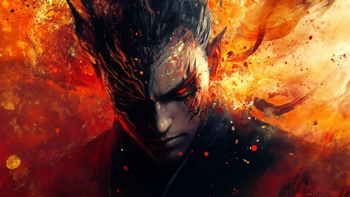 Ember-eyed warlock quietly forges himself from living fire