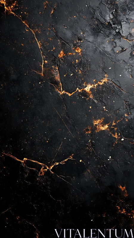 Dark fractured surface with glowing orange fissure patterns.