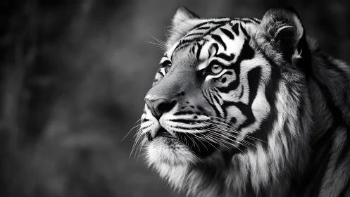 Quiet strength shines in a black and white tiger portrait