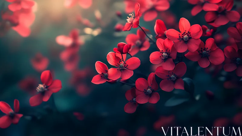 Crimson Blooms Whisper Through Soft Garden Light