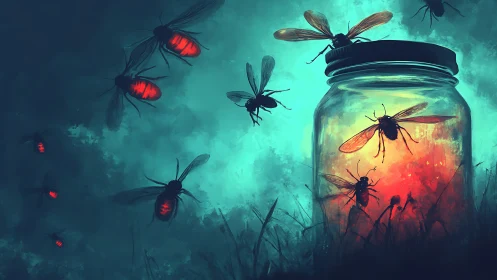 Fireflies in a midnight jar, glowing with quiet magic.