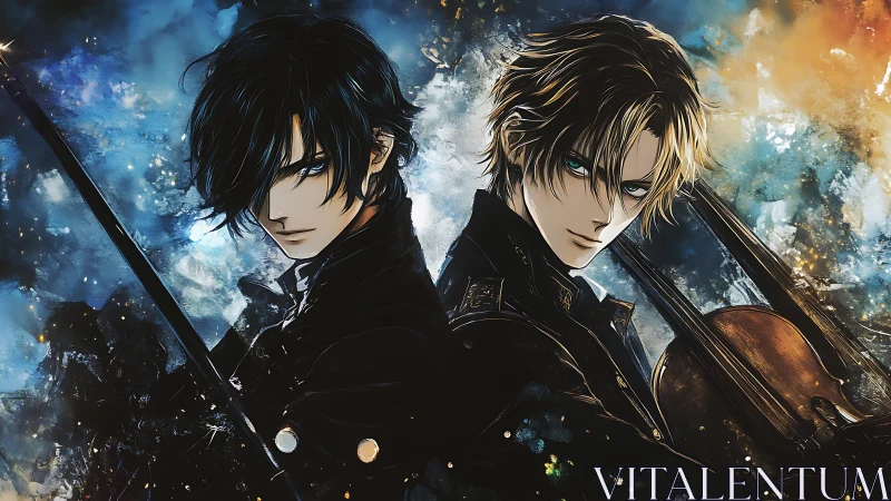 Dual anime rivals stand poised between music and battle