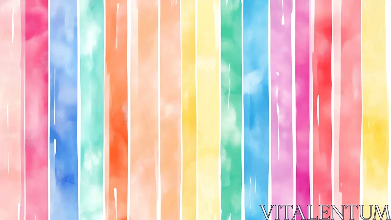 Watercolor vertical rainbow stripes with soft pastel glow.