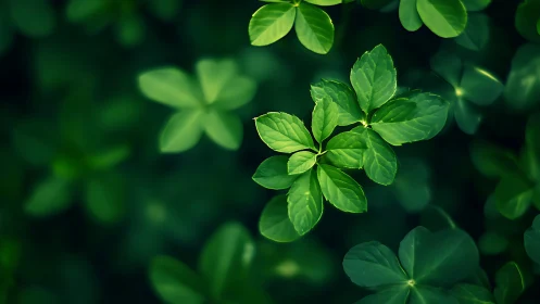 Luck leans closer as clover leaves glow in forest hush