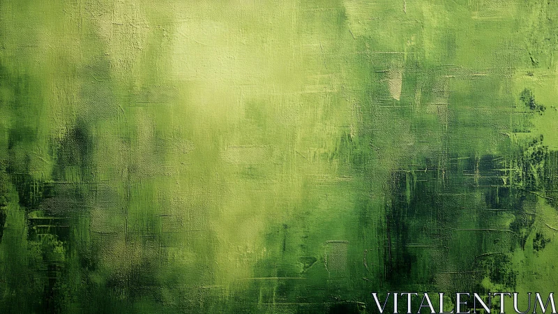 Vibrant green abstract textured painting with modern brushwork.