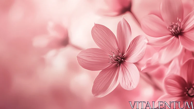 Pink cosmos flowers with soft focus depth and subtle texture gradients