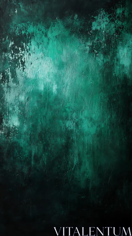 Vertical abstract field shows layered emerald green gradients