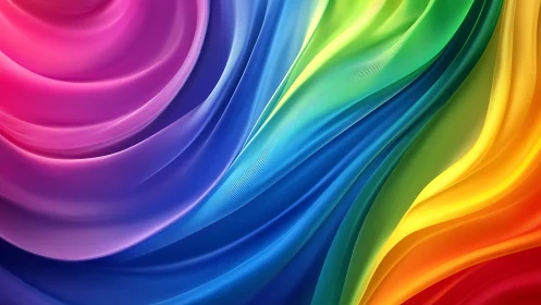 Multicolored curved gradient waves in abstract composition.