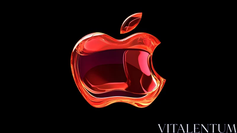 Glossy Red Apple Logo in Modern 3D Digital Art Style.