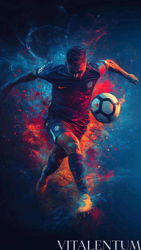 Electric stride of a neon-charged soccer dreamer.