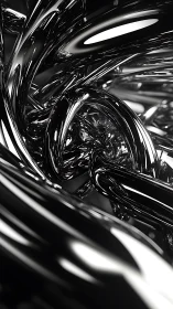 Parametric chrome vortex of interlocking reflective splines.