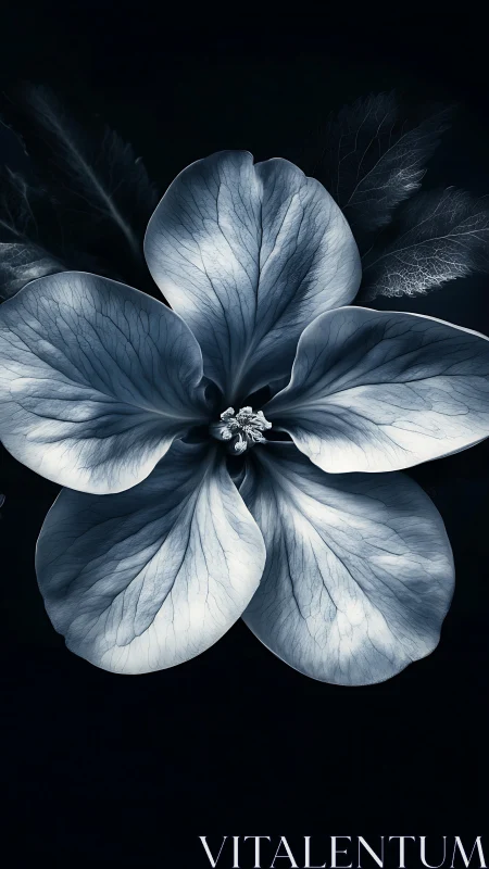 Monochromatic Five-Petaled Flower with Radiating Veinal Texture Structure