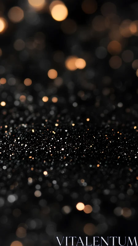 Black surface with golden bokeh lights in soft focus