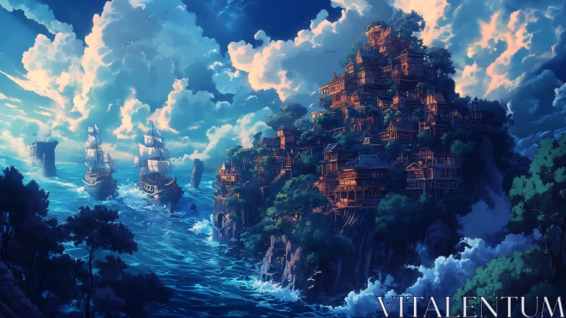 Coastal Dream: A Majestic Treehouse City by the Sea.