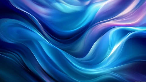 Tidal ribbons of electric blue light in fluid motion.