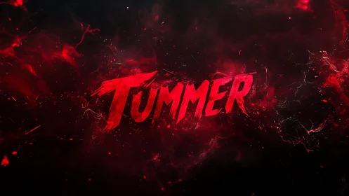 Red Tummer logo slashes through dark abstract nebula