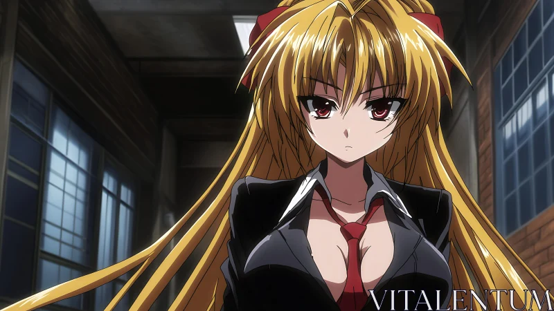 Scarlet-eyed school queen storms the shadowed hallway