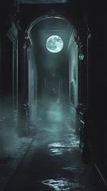 Nocturnal moonlit corridor renders fog in cinematic detail