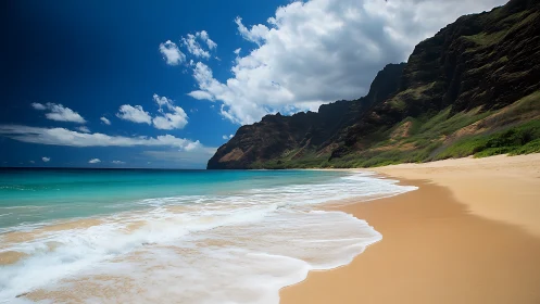 Tropical Paradise Beach with Dramatic Coastal Cliffs
