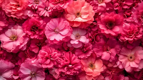 Vibrant Pink Floral Blooms Cascade in Densely Layered Garden Display.