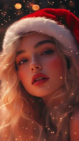 Cinematic Christmas portrait with volumetric glow lighting.
