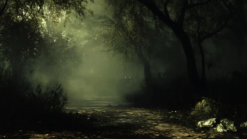 Luminous Eyes Meet Misty Forest Secrets