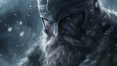 Cold-lit warrior portrait shows detailed fur, steel, and frost depth