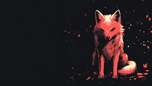 Stylized red fox illustration on dark minimal background.