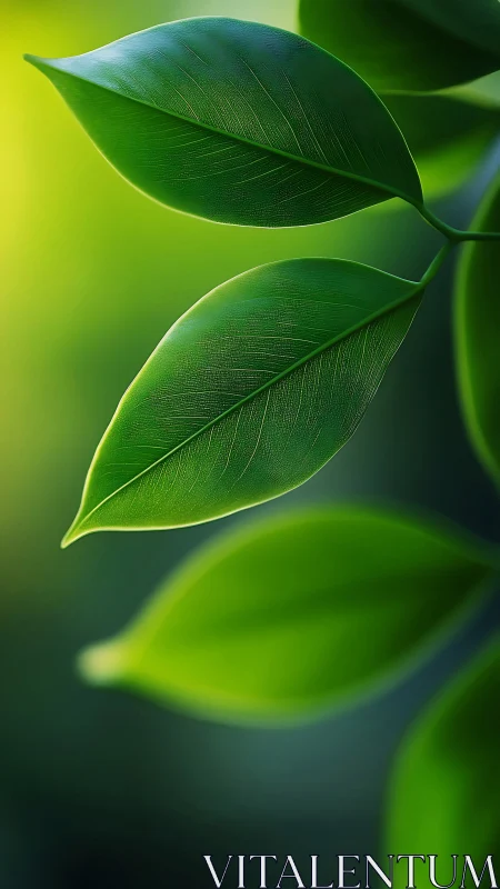 Sunlit green leaves glide like polished emerald sails