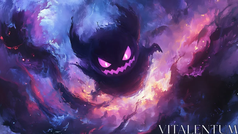 Spectral nebula entity with luminous magenta core and turbulent clouds