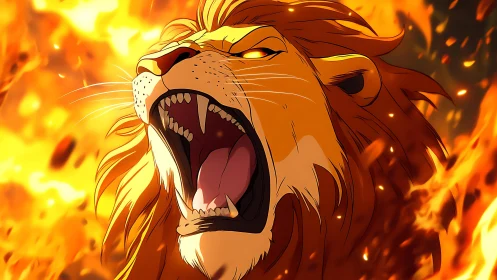 Fiery lion&rsquo;s roar blazing with courage and fearless spirit.