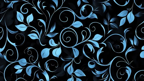 Moonlit vines sketch luminous curls across midnight velvet