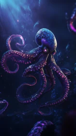 Gentle glowing octopus drifting through a dreamy deep sea.