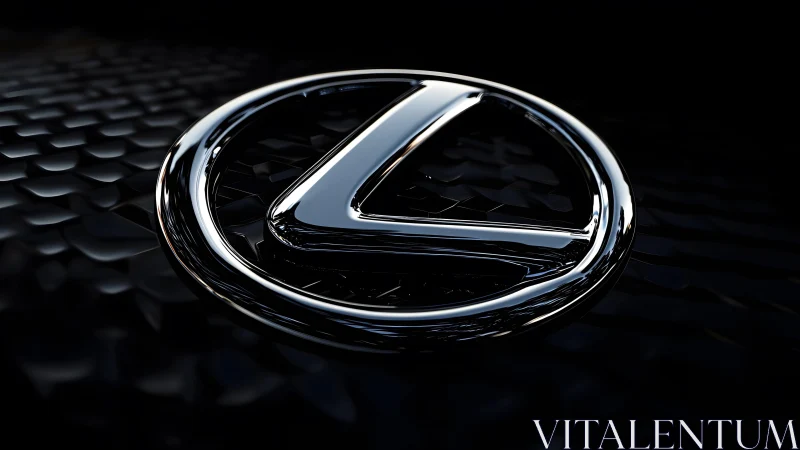 Close-up of Lexus Logo on Glossy Black Surface, Modern Style.