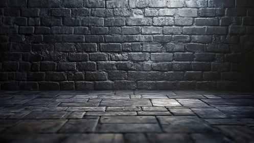 Moody stone brick interior with dramatic side lighting.