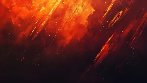 Diagonal light streaks with orange and red gradient atmospheric composition