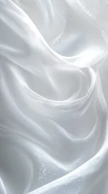 Sheer white fabric flows with luminous sparkling highlights.