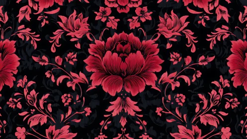 Bold Floral Tapestry in Scarlet and Black.