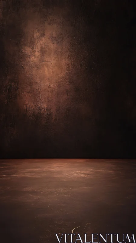 Cinematic rust-toned studio backdrop with textured floor plane.