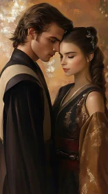 Romantic Proximity: Digital Portrait Study in Warm Tonality.