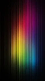 Vertical spectrum light trails form a luminous chromatic cascade