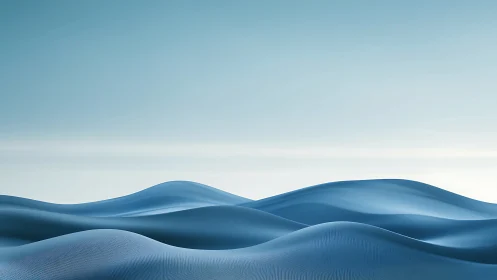 Gentle blue dunes rolling softly beneath a quiet sky.