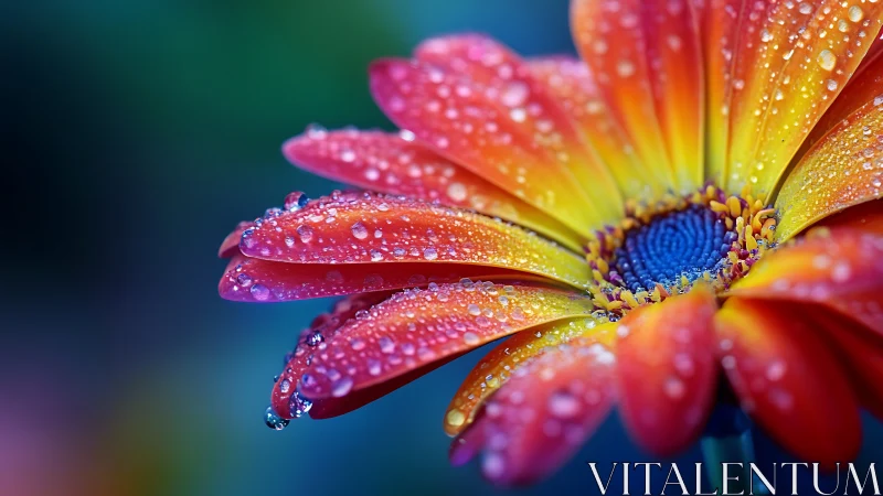 Gerbera daisy with water droplets on petals