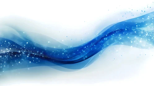 Blue translucent wave band with scattered light particles.