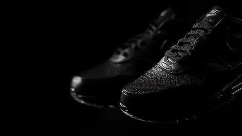 Moody black sneaker product shot highlights texture and detail