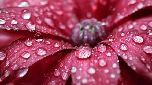 Red Flower Petals with Dew Droplets.