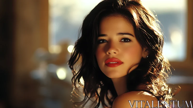 Soft golden portrait of woman in warm natural light.