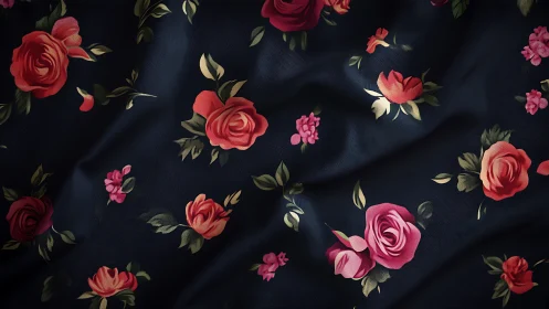 Vibrant Floral Blooms Dance Across Deep Navy Canvas