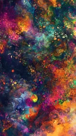 Cosmic nebula swirls in vibrant multicolored abstraction.